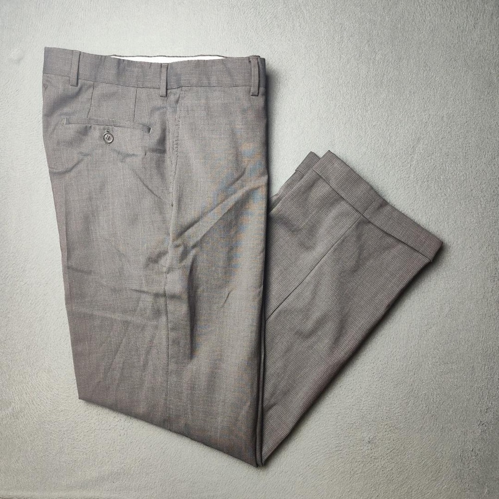 Hugo Boss Dress Pants Mens 34x31 Gray James Brown1 US Wool Checkered Flat Front